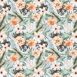 Funktions und Badeanzugstoff Recycled LSF50 Blumen - hellblau