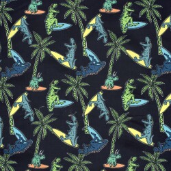 Badeshorts Wasserabweisend Dinos unter Palmen - dunkelblau