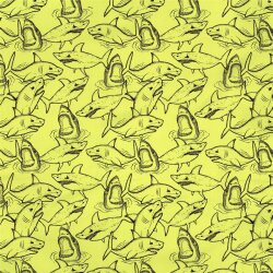 Badeanzugstoff Wasserabweisend wilde Haie - limette