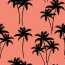 Strandtuchstoff Digital Palmen - orange