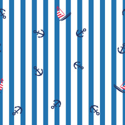 Strandtuchstoff Digital Anker auf Streifen - indigo