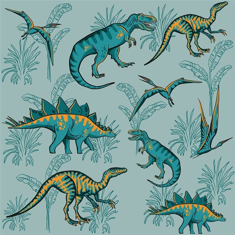 Strandtuchstoff Digital Dinos - hellantikmint