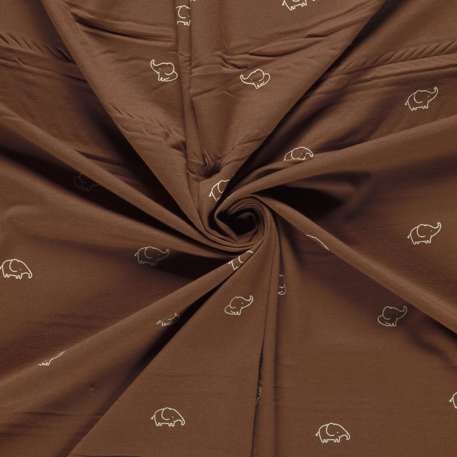 Baumwolljersey Elefantenzeichnung - dunkelziegelrot