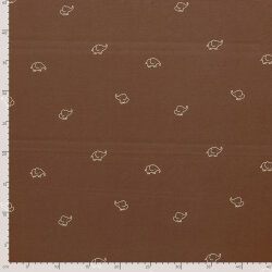 Baumwolljersey Elefantenzeichnung - dunkelziegelrot