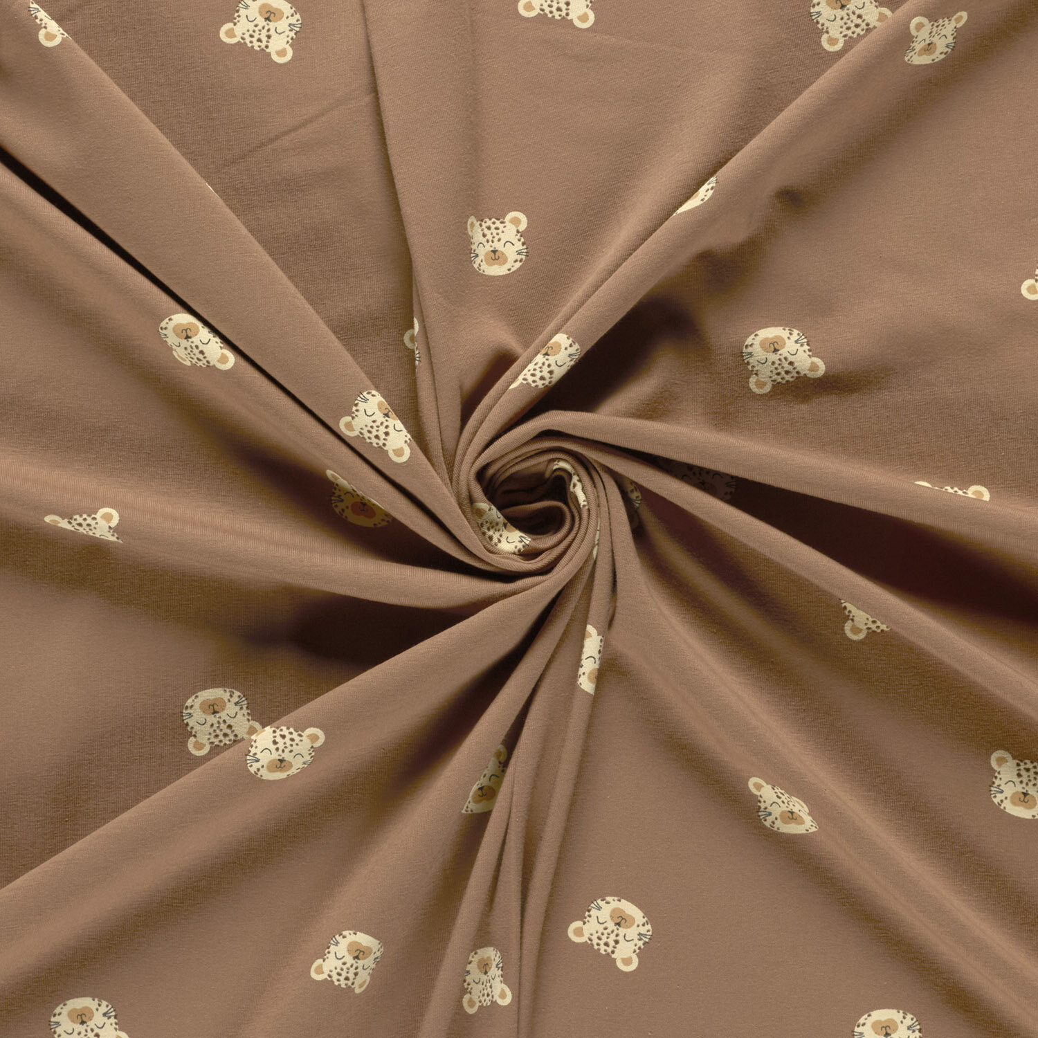 Baumwolljersey Leopardenköpfe - nougat