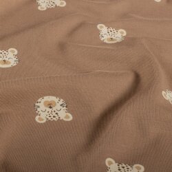 Baumwolljersey Leoenköpfe - nougat