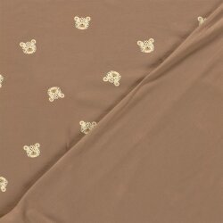 Baumwolljersey Leoköpfe - nougat