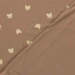 Baumwolljersey Leopardenköpfe - nougat