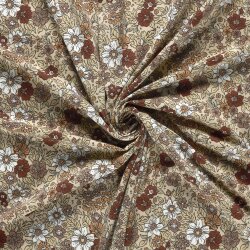 Baumwolljersey Herbstblumen - cremebeige