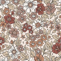 Baumwolljersey Herbstblumen - cremebeige