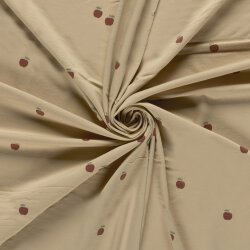 Baumwolljersey rote Äpfelchen - cremebeige