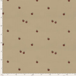 Baumwolljersey rote Äpfelchen - cremebeige