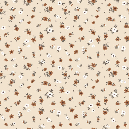 Baumwolljersey Blümchenregen - cremebeige