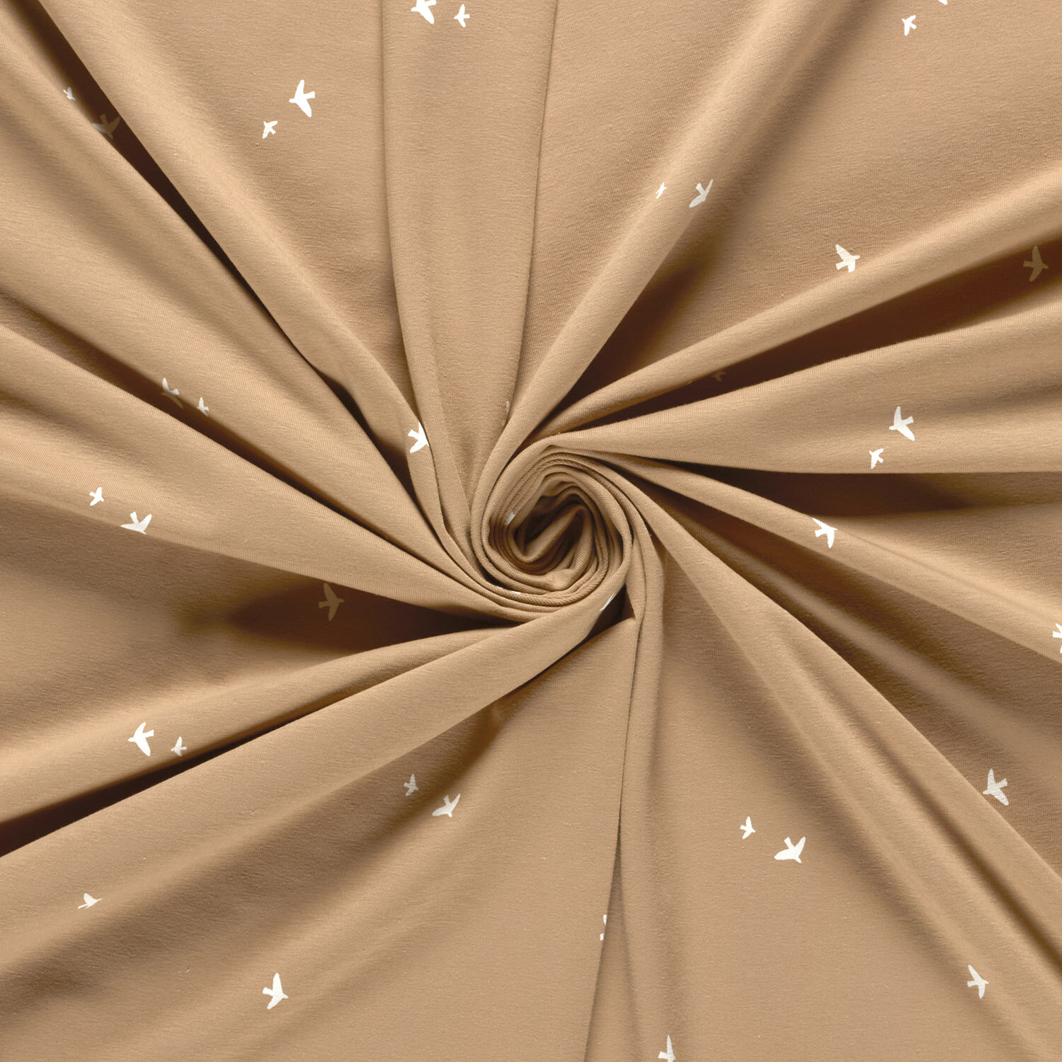 Baumwolljersey kleine Schwalben - hellnougat