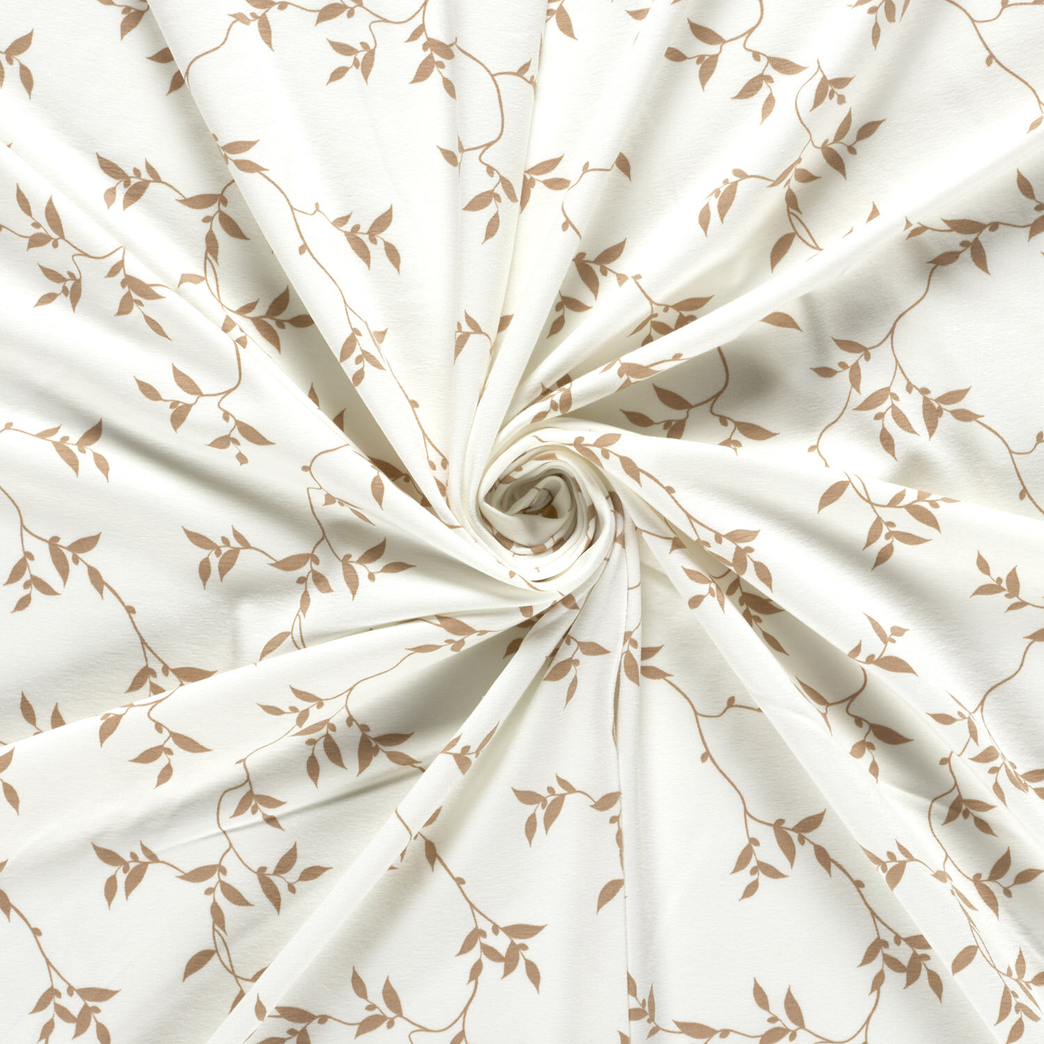 Baumwolljersey Blätterranken - creme