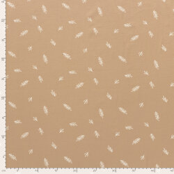 Baumwolljersey Blätterzeichnungen - hellnougat