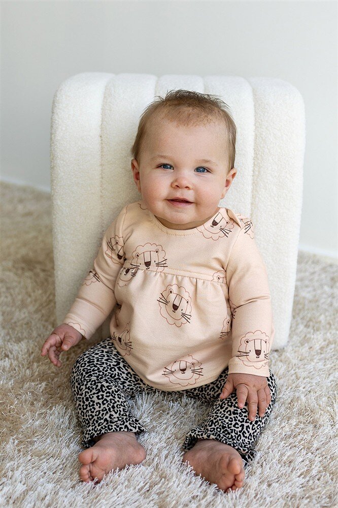 French Terry Löwenköpfe - hellbeige