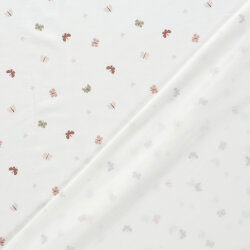 Baumwolljersey kleine bunte Schmetterlinge - creme