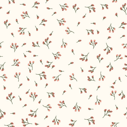 Rippenjersey Mini Blumenzweige - creme