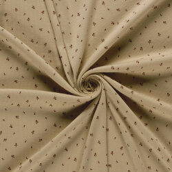 Rippenjersey kleine rote Blümchen - cremebeige