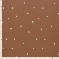 Rippenjersey  kleine Herzen - altziegelrot