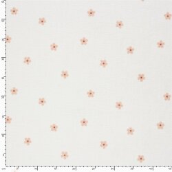 Stretch Frottee rosa Blümchen - creme