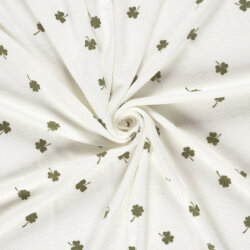 Stretch Frottee Kleeblätter - creme