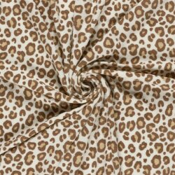 Stretch Frottee Leopunkte - creme