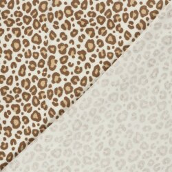 Stretch Frottee Leopunkte - creme