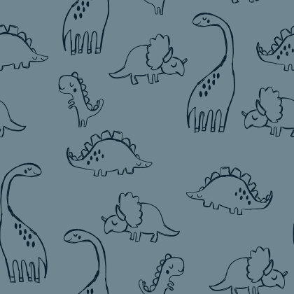 French Terry Dinoskizzen - indigo