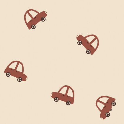 French Terry rote Autos - hellbeige