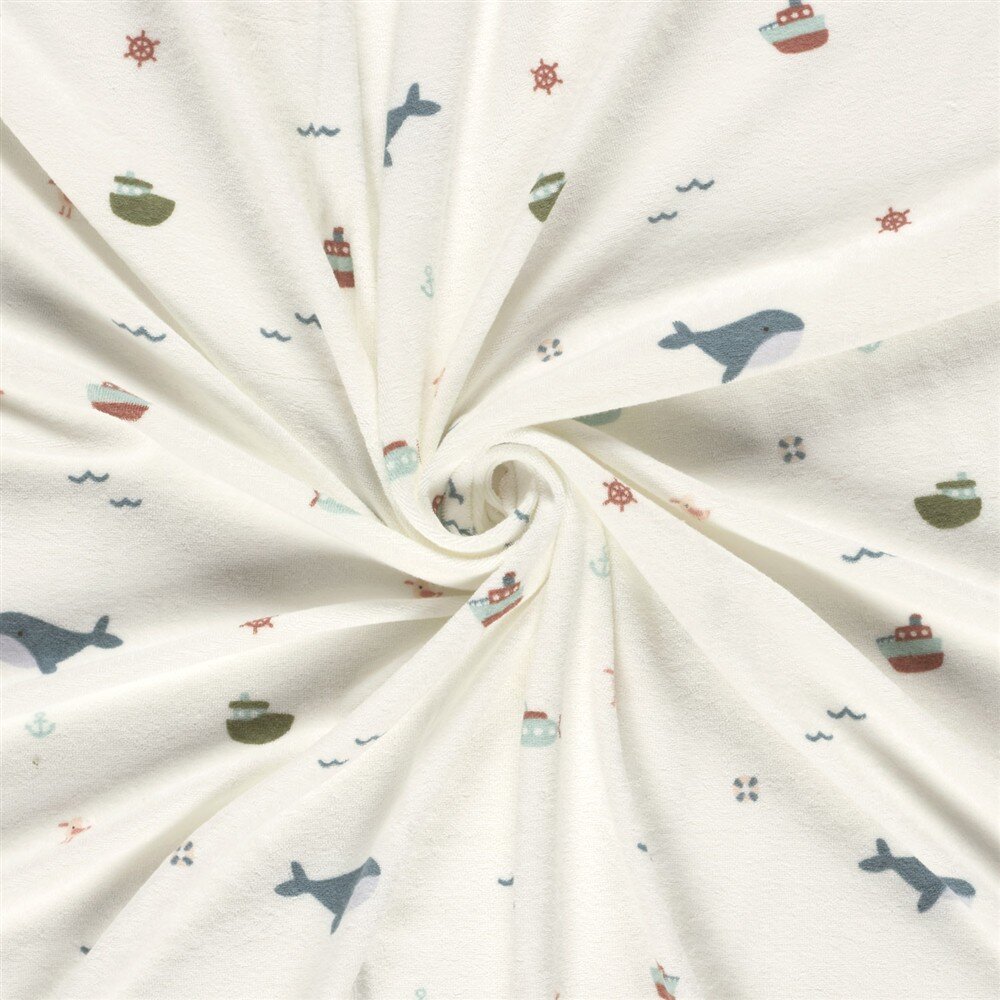 Stretch Frottee Wasserwelt - creme