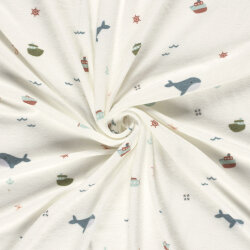 Stretch Frottee Wasserwelt - creme