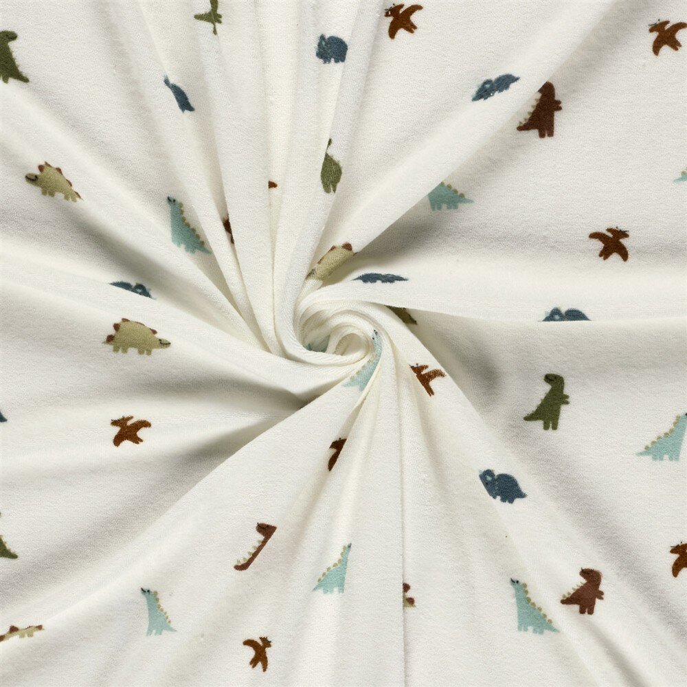 Stretch Frottee bunte Dinos - creme