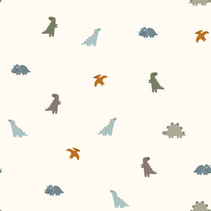 Stretch Frottee bunte Dinos - creme