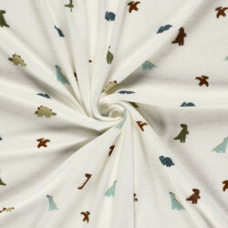 Stretch Frottee bunte Dinos - creme