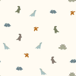Stretch Frottee bunte Dinos - creme