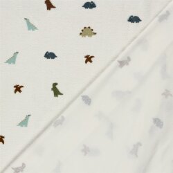 Stretch Frottee bunte Dinos - creme