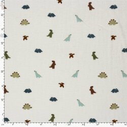 Stretch Frottee bunte Dinos - creme