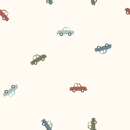 Stretch Frottee bunte Autos - creme
