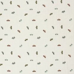 Stretch Frottee bunte Autos - creme