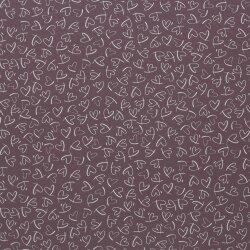 Baumwolljersey Herzzeichnungen - altpflaume