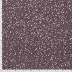 Baumwolljersey Herzzeichnungen - altpflaume