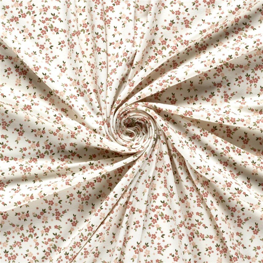 Baumwolljersey kleiner Blumenregen - creme