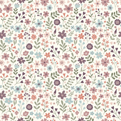 Baumwolljersey bunte Sommerwiese - creme