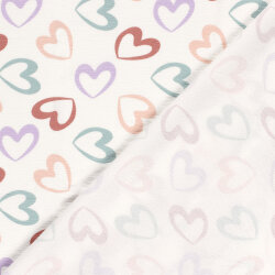 Terry Crêpe bunte Herzen - creme