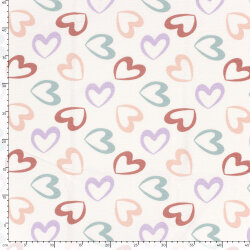 Terry Crêpe bunte Herzen - creme