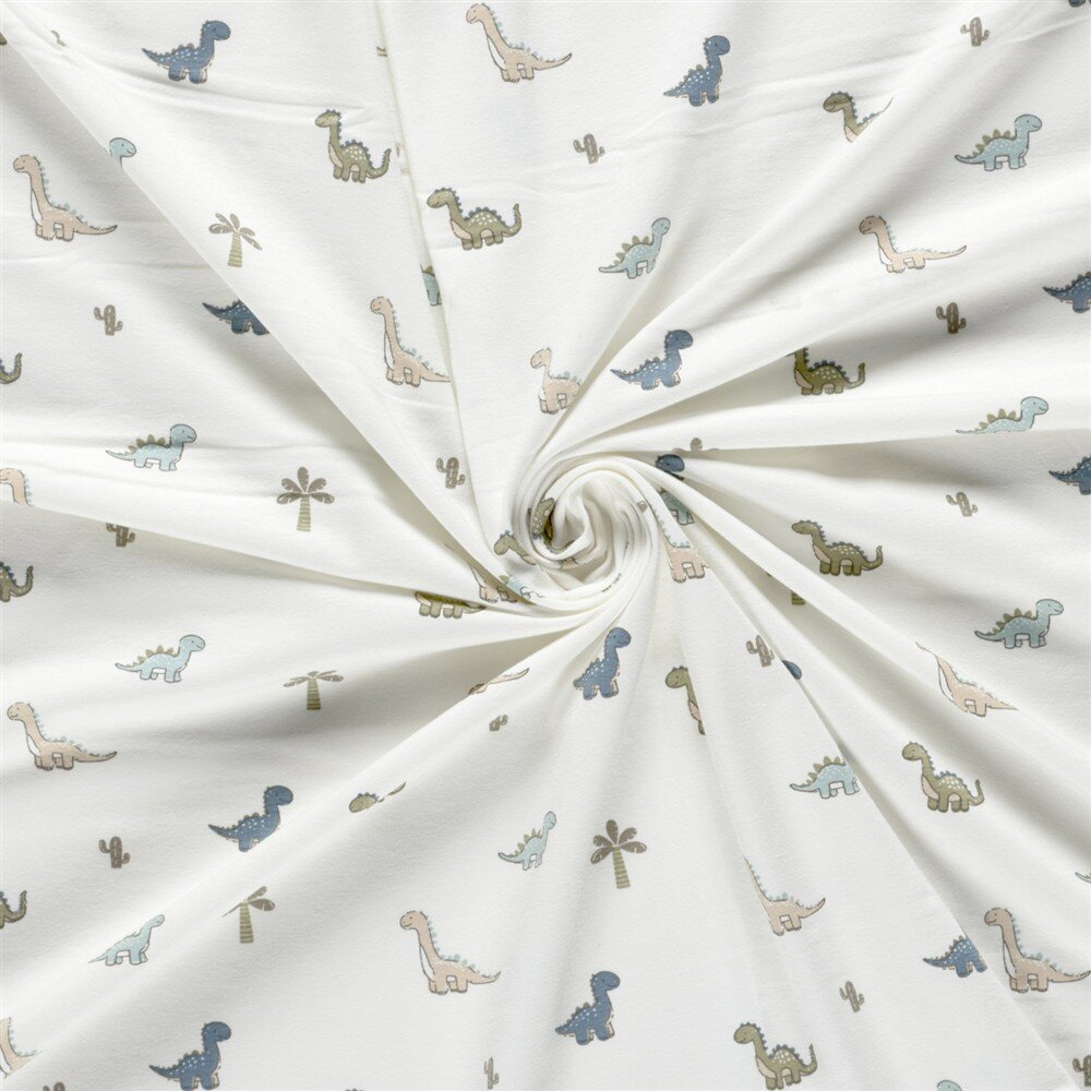Baumwolljersey süsse Dinos - creme