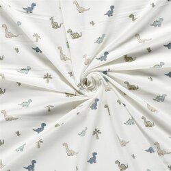 Baumwolljersey süsse Dinos - creme