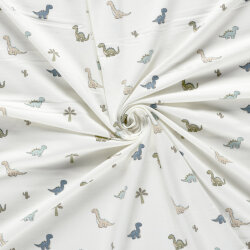 Baumwolljersey süsse Dinos - creme